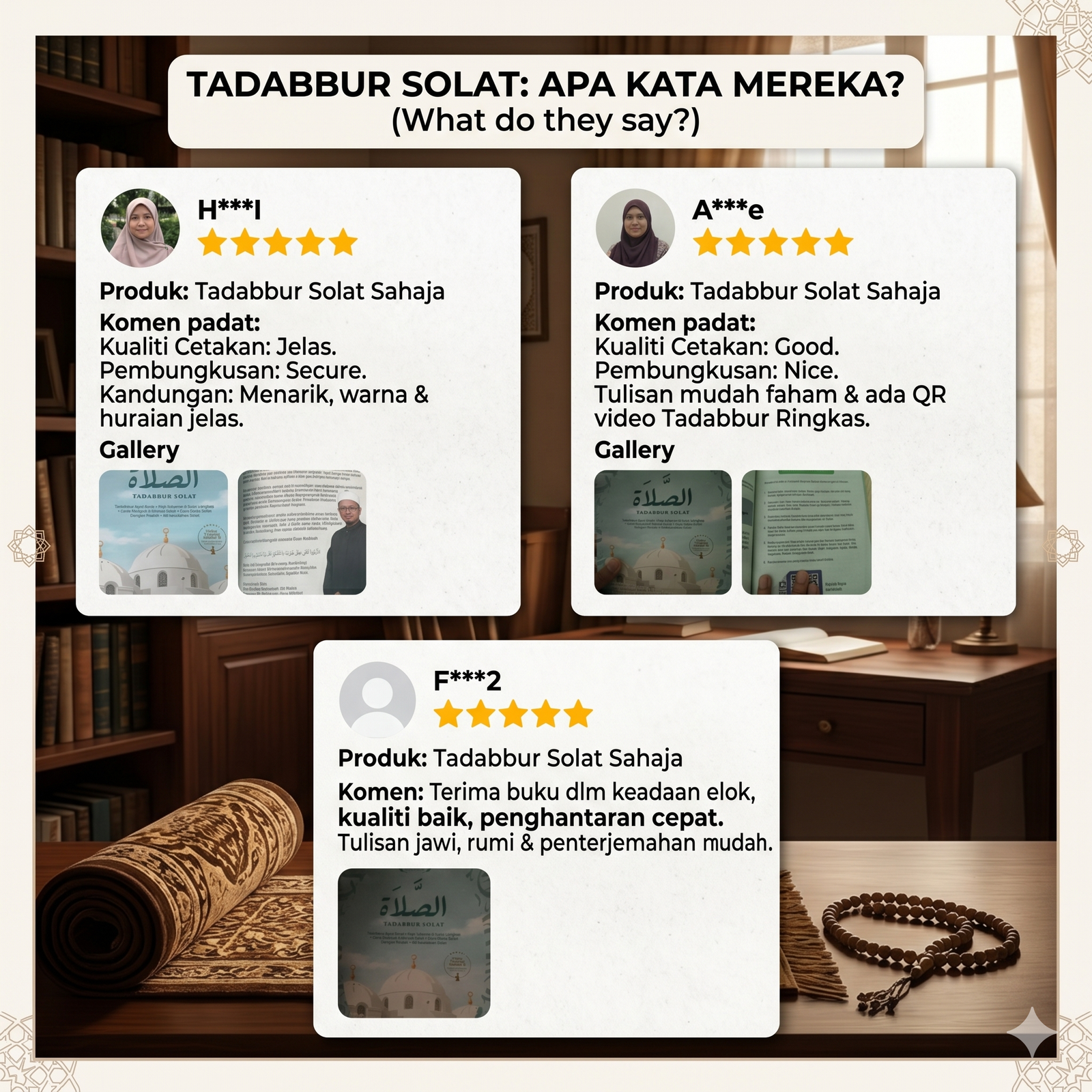 Testimoni pelanggan Buku Tadabbur Solat